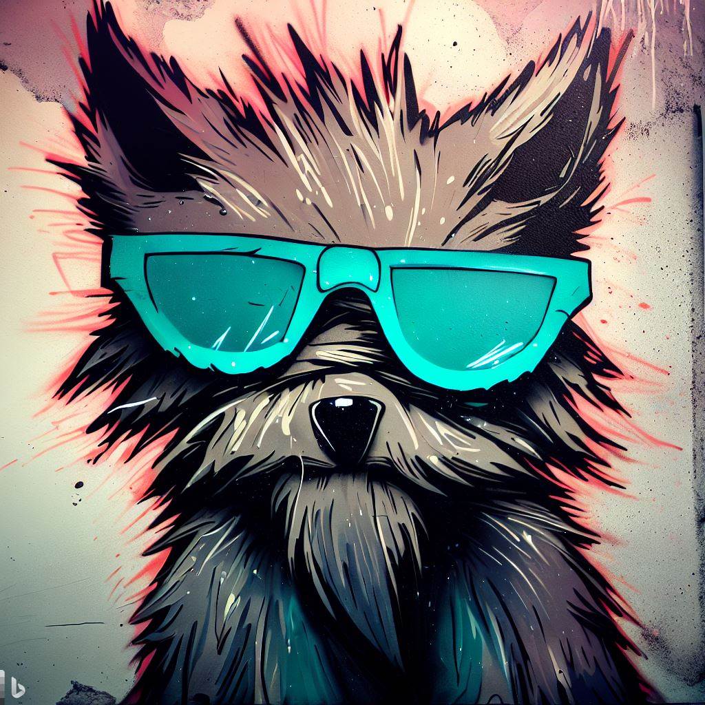 Resultatet av promten ”Lurvigt Väsen med solglasögon Graffiti Art” skapat med Bing Image Generator